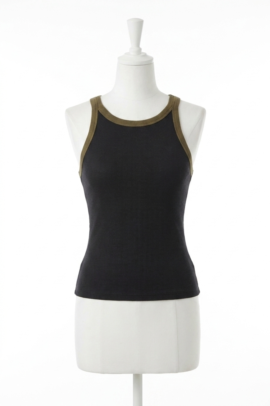 NEW FREE PEOPLE only one ringer tank in washed black combo